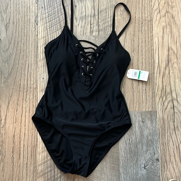 NWT Nautica Lace Up Plunge Swimsuit - Picture 2 of 8